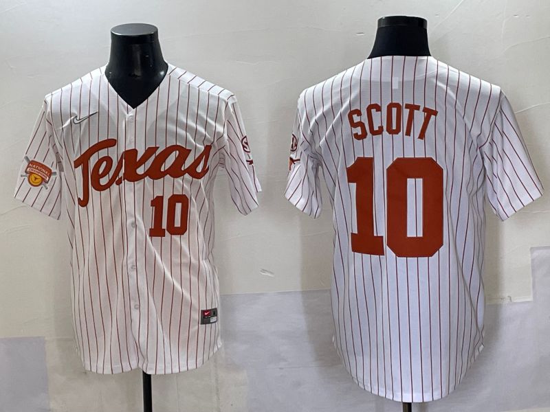 Men Texas Longhorns #10 Scott White stripe Nike joint Name NCAA 2025 Jersey style 12